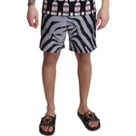 Dolce & Gabbana Gray Zebra Print Beachwear Shorts BIK1096-IT4