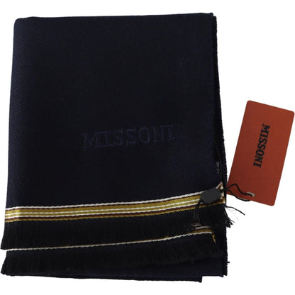 Missoni Black 100% Wool Unisex Neck Wrap Fringes Scarf