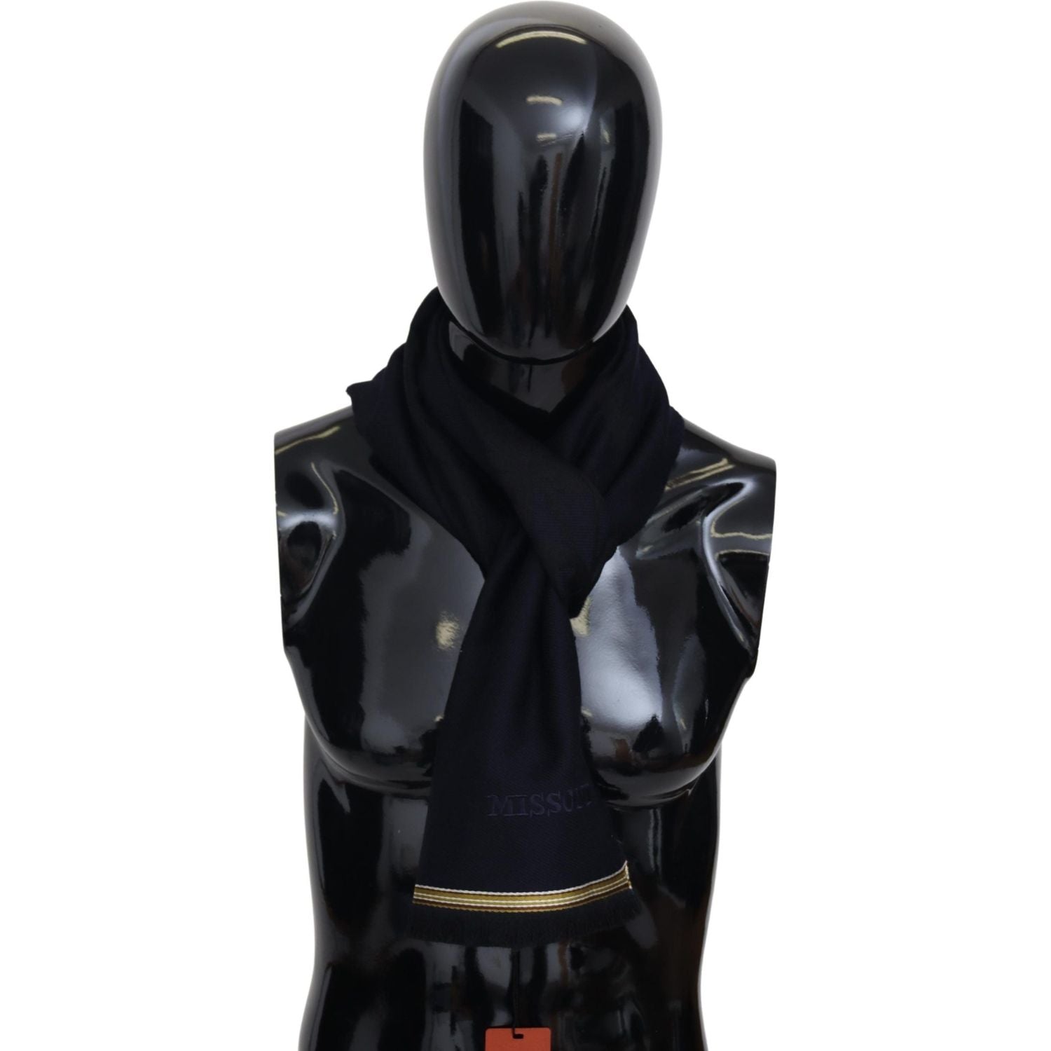 优雅男女通用羊毛围巾，带刺绣徽标