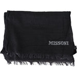 Missoni Elegant Black Wool Fringed Scarf Missoni Black