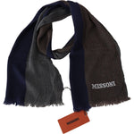 Missoni Elegant Multicolor Wool Scarf with Signature Embroidery Missoni Dark Slate Gray