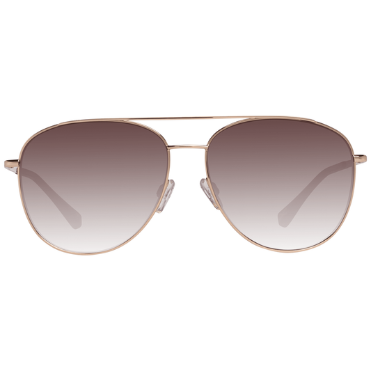 Ted Baker rose gold aviator sunglasses for women with gradient brown lenses, metal frame, full-rim design offering 100% UVA & UVB protection.