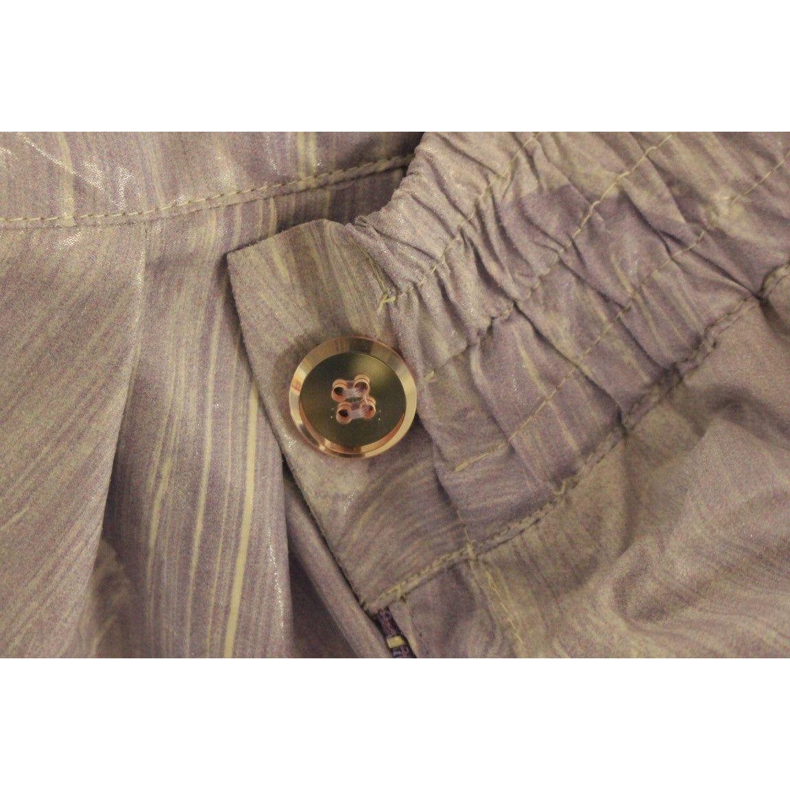 优雅紫色粘胶短裤 - 侧拉链开合