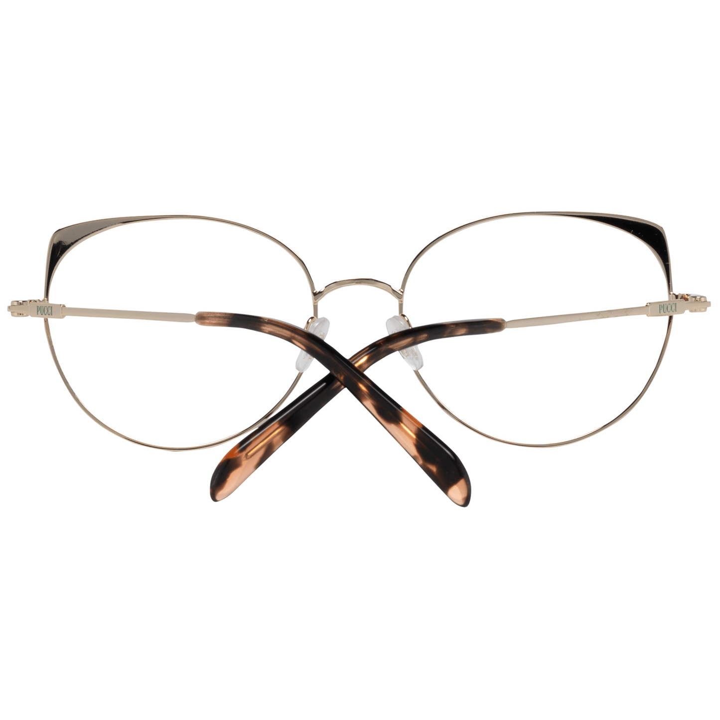 Emilio Pucci Gold Metal Glasses (Frames) for women, full-rim, 54-17-140, elegant design with gold metal frame and tortoiseshell temples