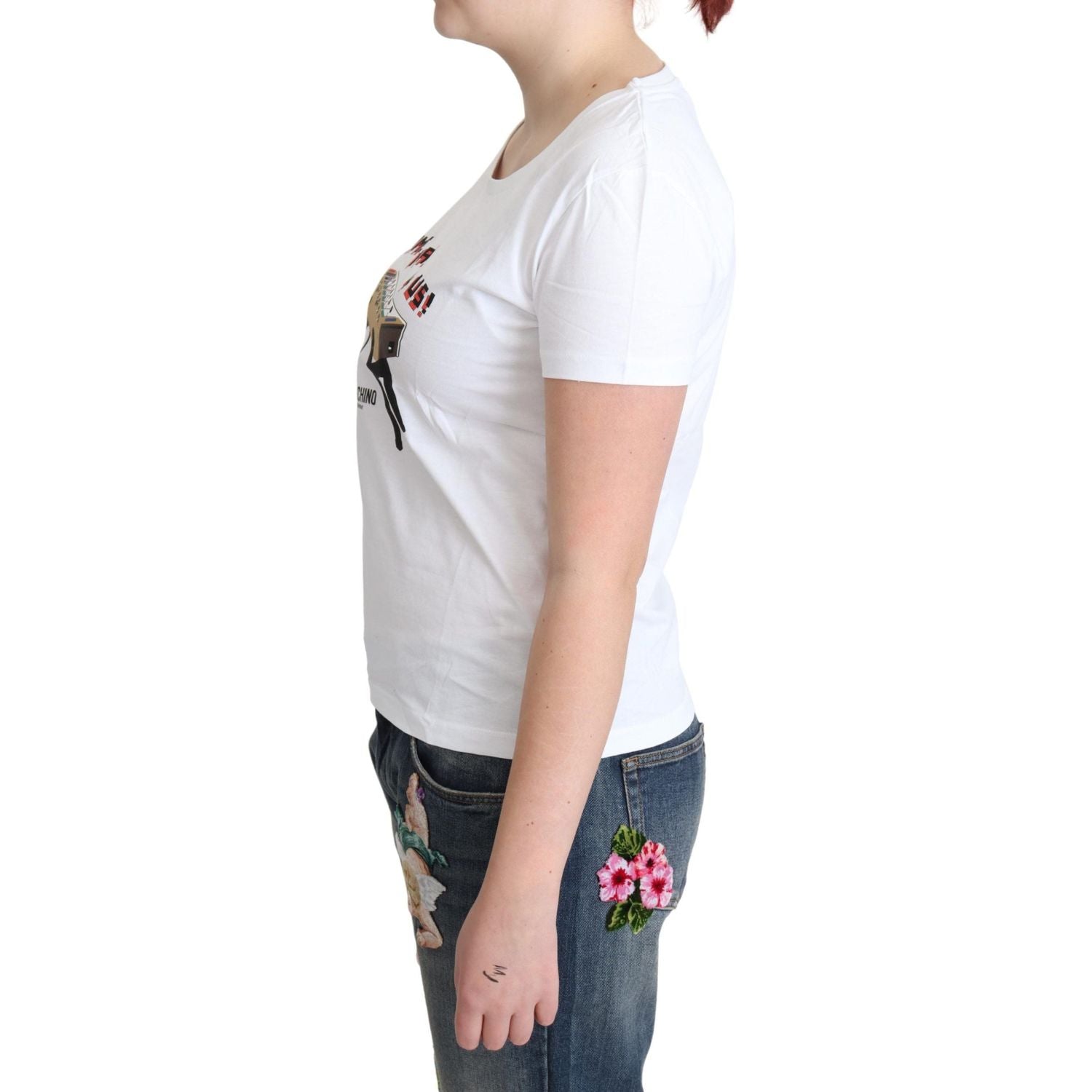 تي شيرت Moschino Chic من القطن برقبة دائرية وطبعة مرحة