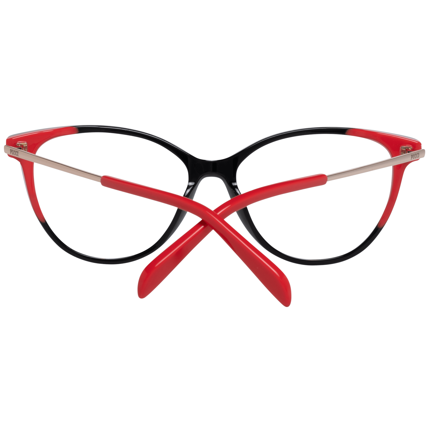 Emilio Pucci Black Plastic Glasses (Frames) for women, full-rim style with black and red detailing.