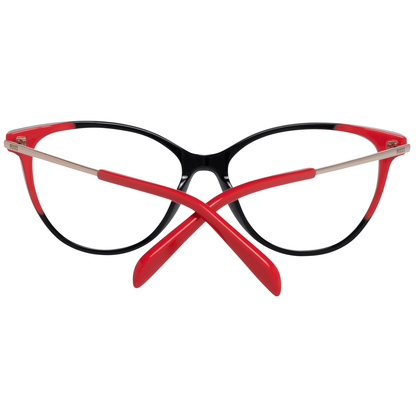 Emilio Pucci Black Plastic Glasses (Frames) for women, full-rim style with black and red detailing.