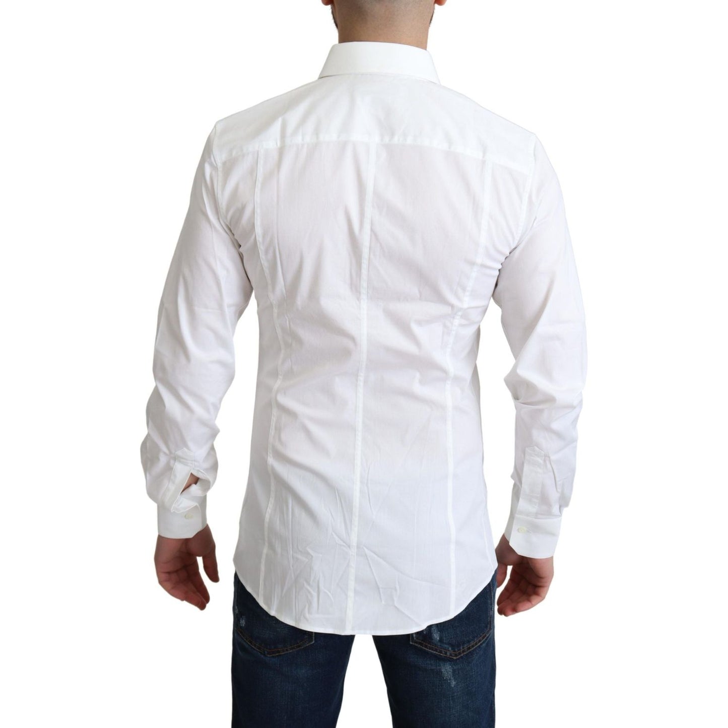 Dolce & Gabbana White Cotton Stretch Men Formal SICILIA Shirt