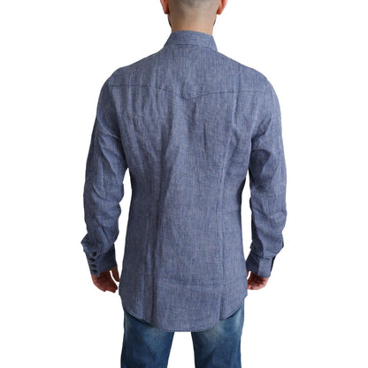 Dolce & Gabbana Blue Stripes Men Casual Button Down Shirt