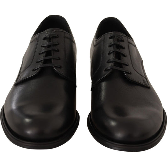 Dolce & Gabbana Black Leather Lace Up Mens Formal Derby Shoes MV3945-40