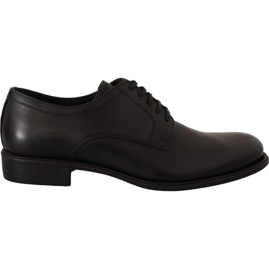 Dolce & Gabbana Black Leather Lace Up Mens Formal Derby Shoes MV3945-40