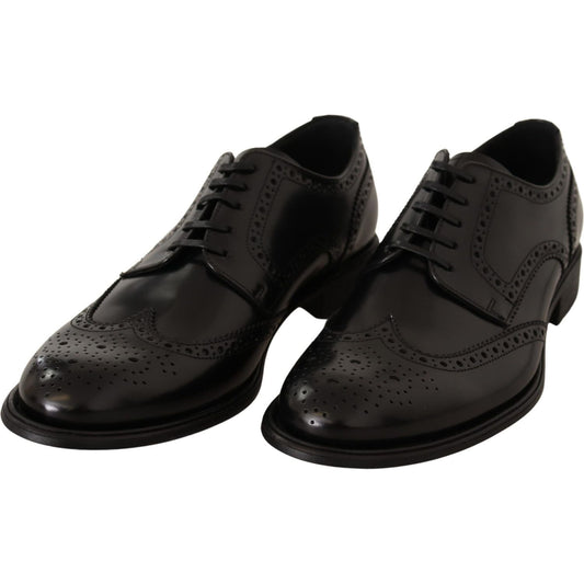 Dolce & Gabbana Black Leather Oxford Wingtip Formal Shoes MV3975-39