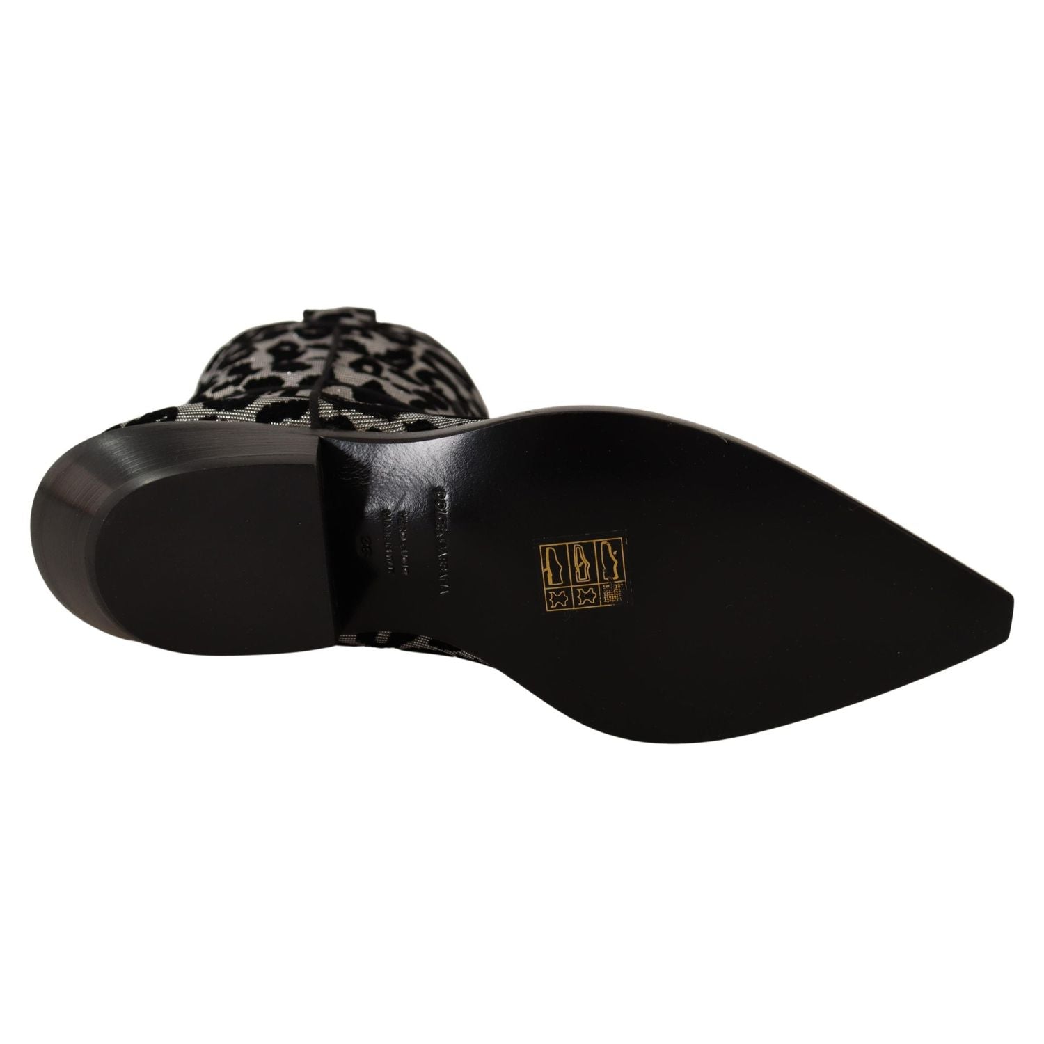 Dolce & Gabbana Gray Black Leopard Cowboy Boots Shoes