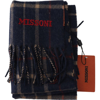 Missoni Black Checkered Unisex Neck Wrap Fringes Scarf