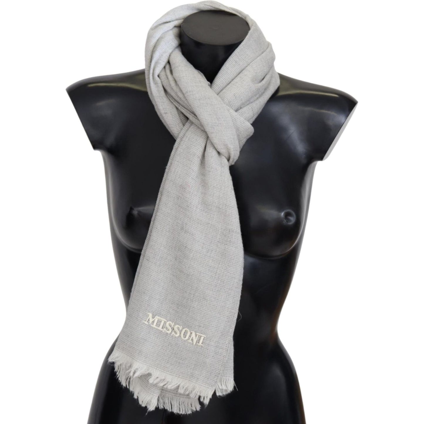 Missoni Gray Wool Knit Unisex Neck Wrap Scarf
