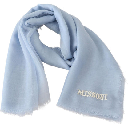 Missoni Light Blue Cashmere Unisex Neck Wrap Scarf