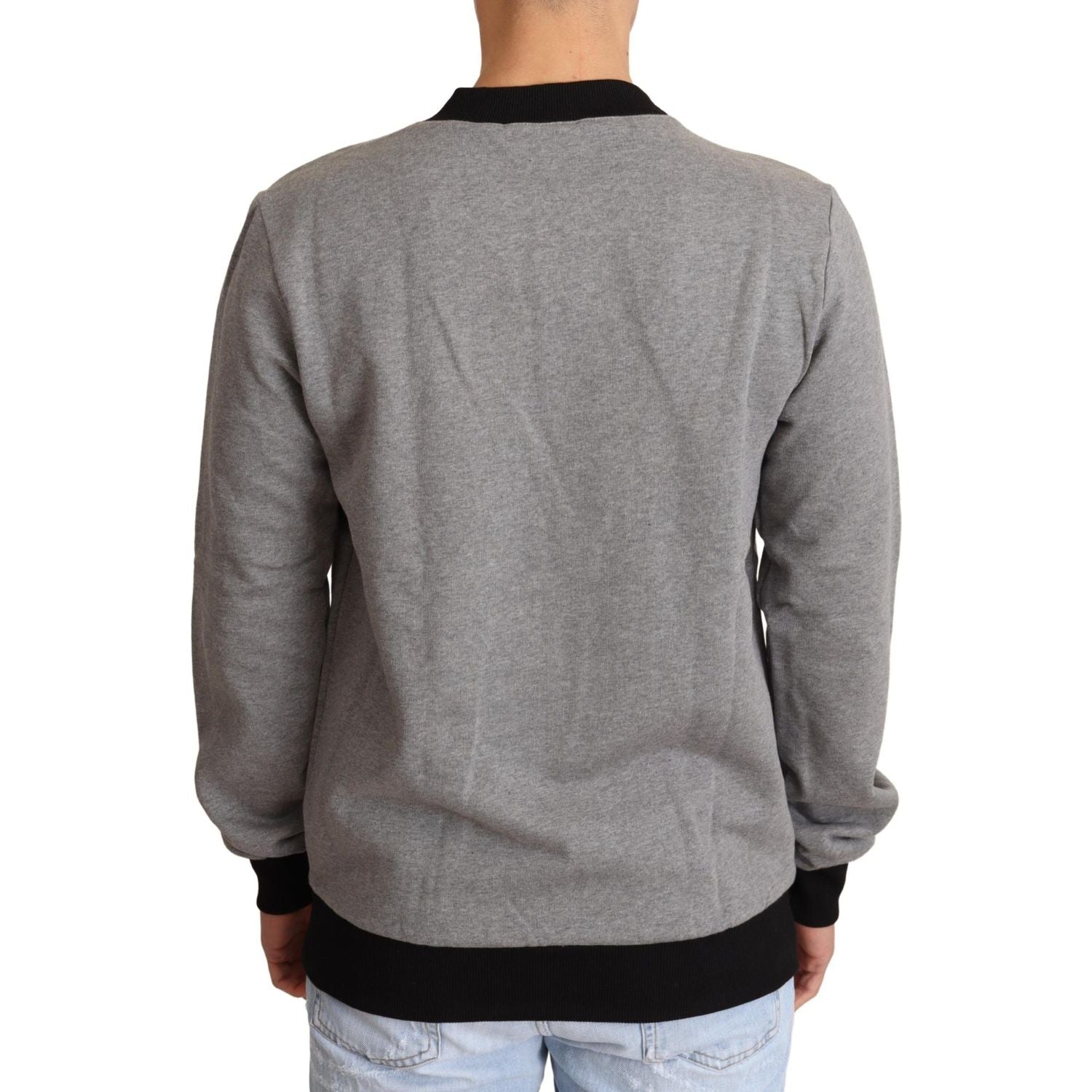 Dolce & Gabbana Gray Crown King Cotton Pullover Sweater