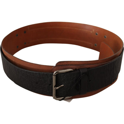 Costume National Black Brown Leather Silver Buckle WOMAN BELTS