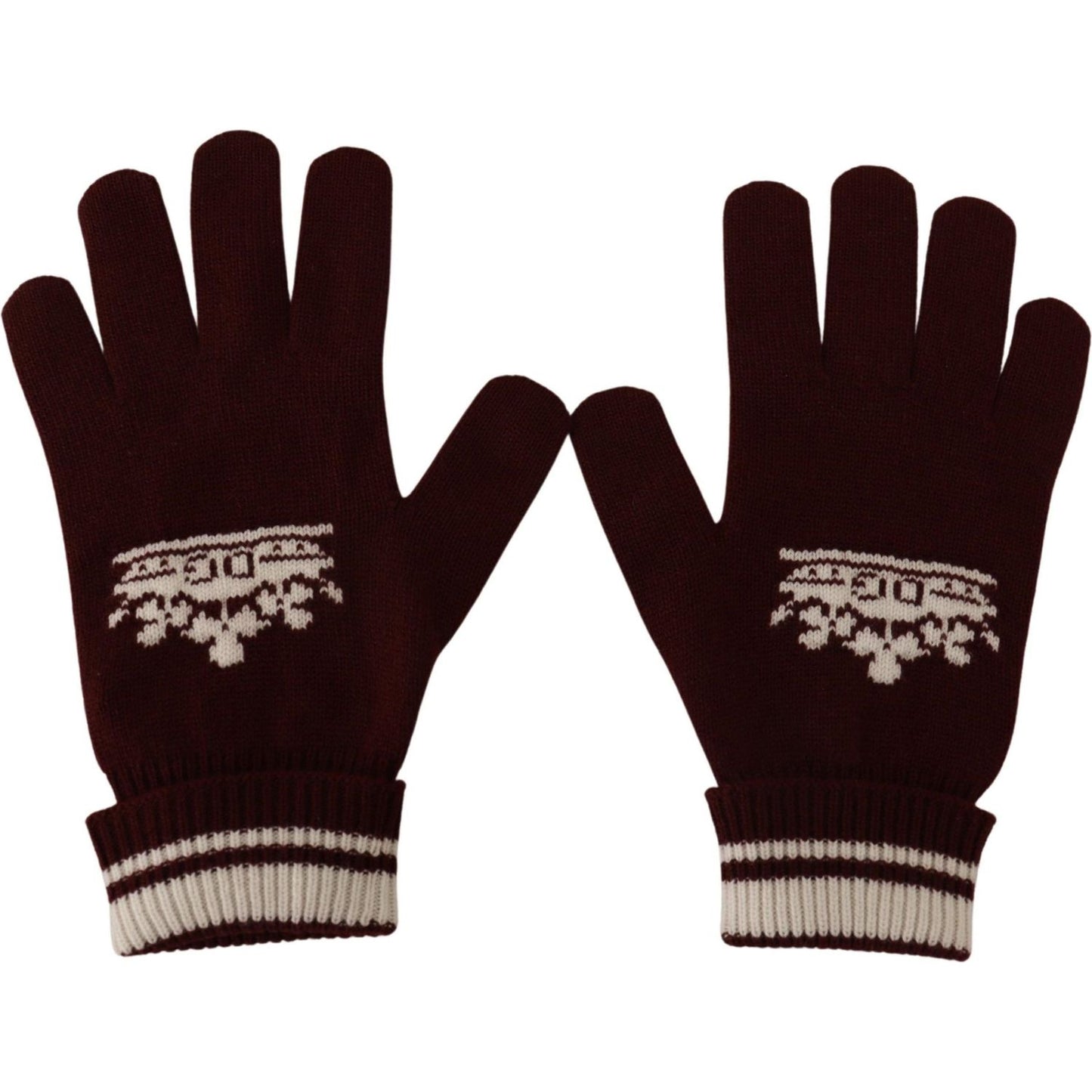 Dolce & Gabbana Red White D&G Logo Crown Cashmere Gloves