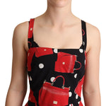Dolce & Gabbana Black Red Bag Print A-line Mid Length Dress WOMAN DRESSES
