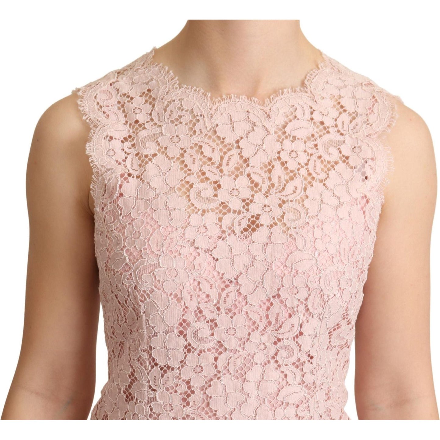 Dolce & Gabbana Pink Floral Lace Sleeveless Tank Blouse Top