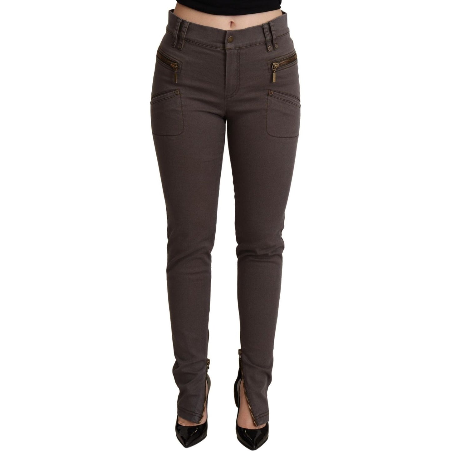 PLEIN SUD Brown Cotton Stretch Skinny Denim Jeans