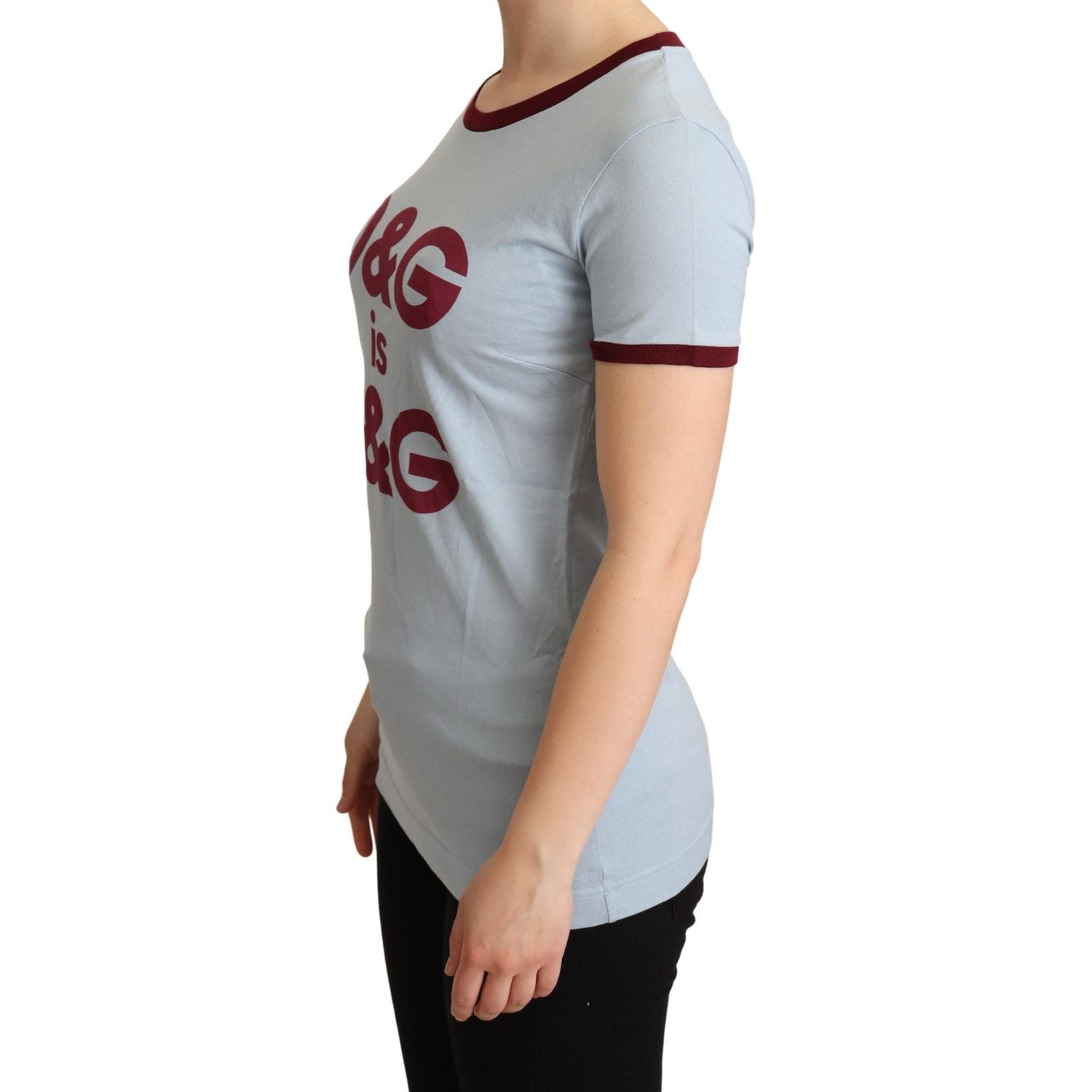 优雅蓝色圆领棉质 T 恤