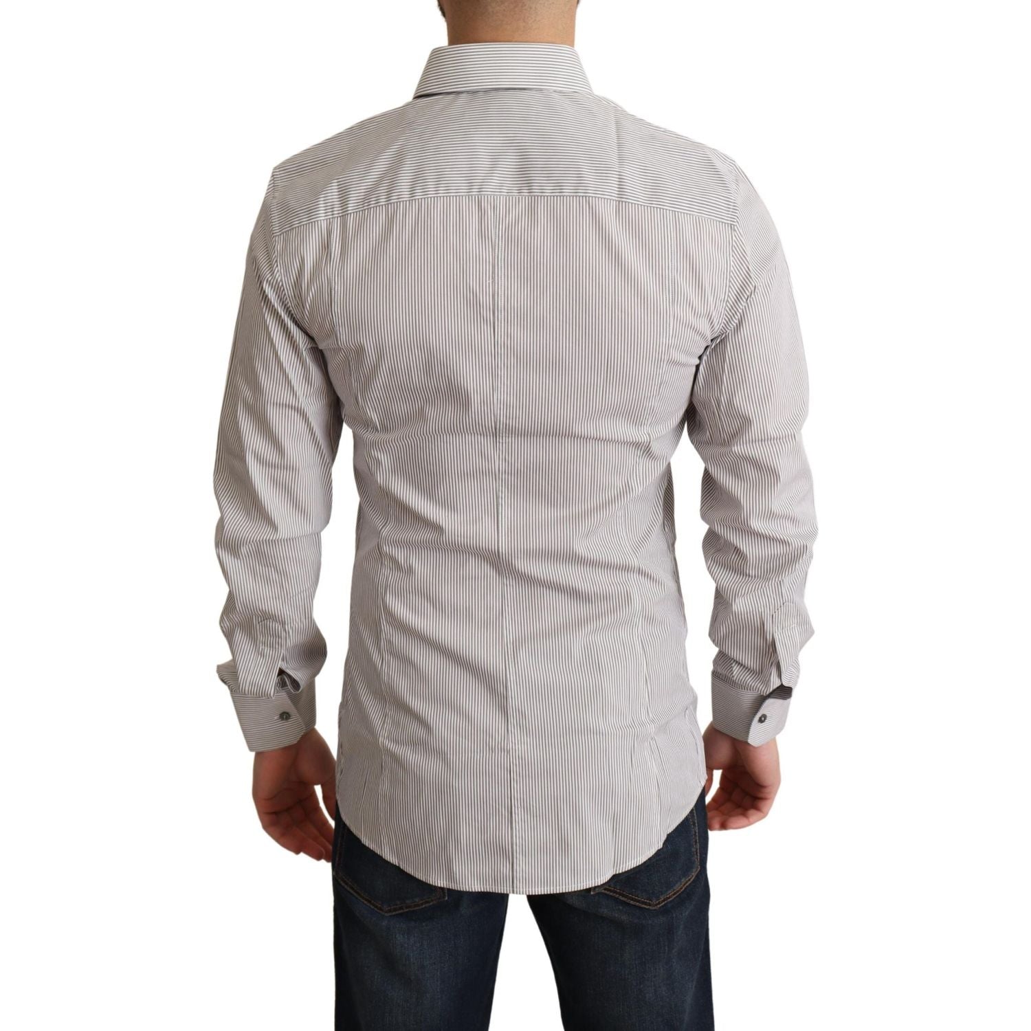 قميص دولتشي آند غابانا الأنيق المخطط باللون الرمادي