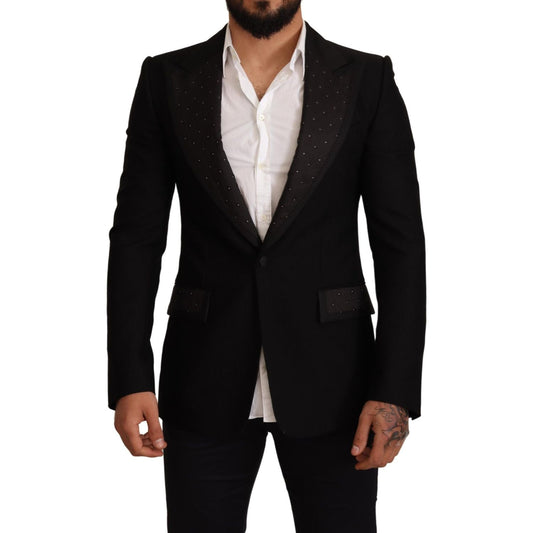 Dolce & Gabbana Black Wool Slim Fit Coat Blazer Jacket JKT2867-48