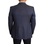 Dolce & Gabbana Elegant Slim Fit Blue Striped Wool Blazer Dolce & Gabbana Dark Slate Gray