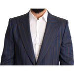 Dolce & Gabbana Elegant Slim Fit Blue Striped Wool Blazer Dolce & Gabbana Dark Slate Gray