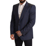 Dolce & Gabbana Elegant Slim Fit Blue Striped Wool Blazer Dolce & Gabbana Dark Slate Gray