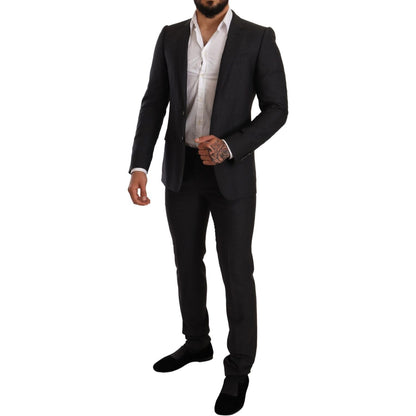Dolce & Gabbana Gray Wool MARTINI Slim Fit Set Suit Suit