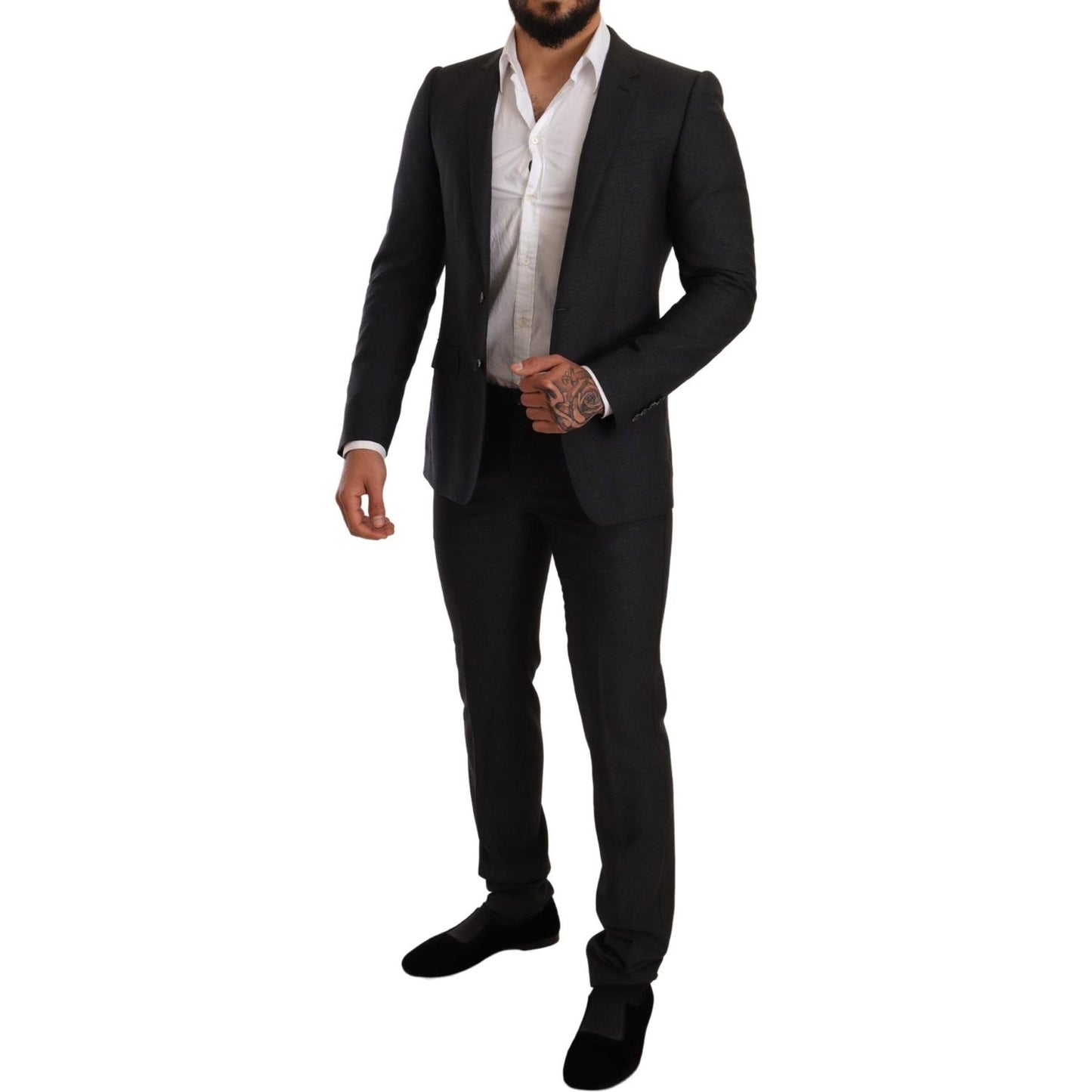 Dolce & Gabbana Gray Wool MARTINI Slim Fit Set Suit KOS1880-44