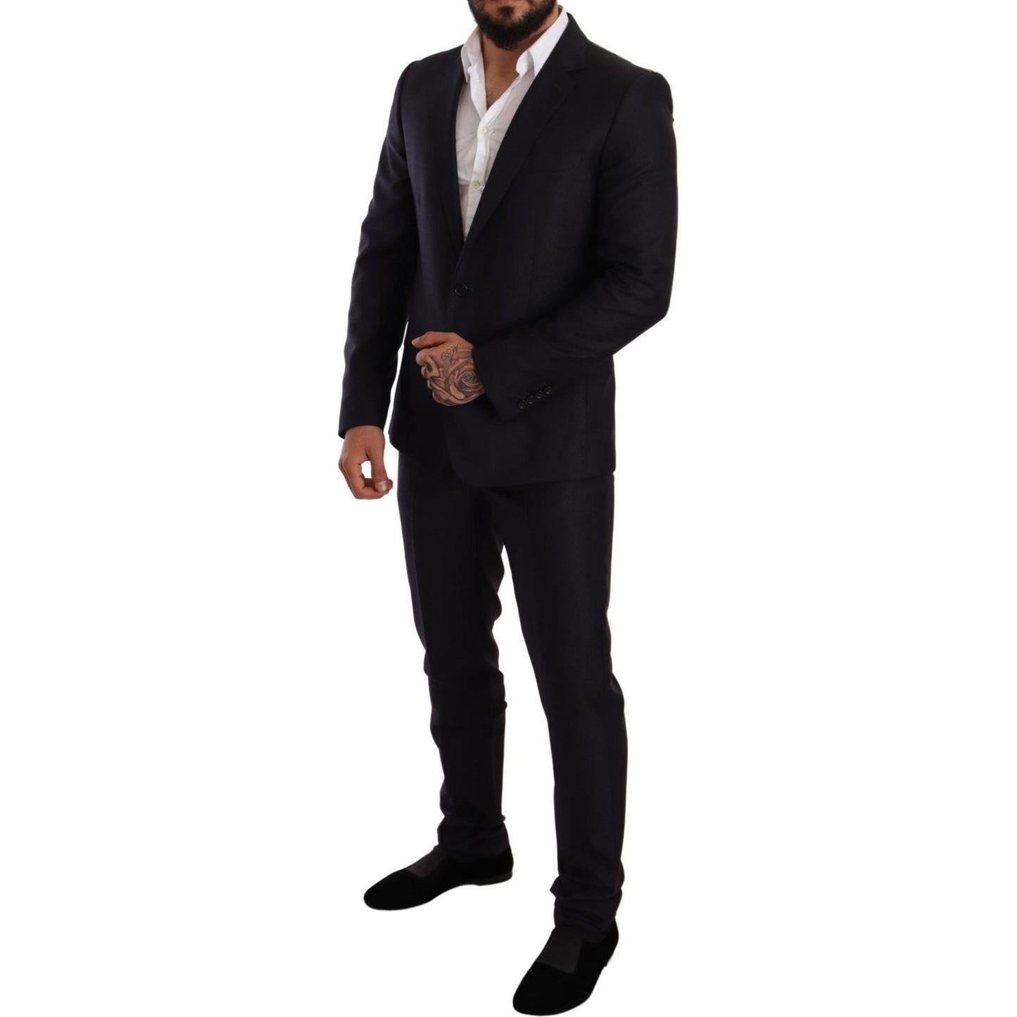 Dolce & Gabbana Blue Pattern MARTINI SLIM FIT 2 Piece Suit KOS1887-48