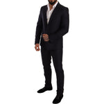 Dolce & Gabbana Blue Pattern MARTINI SLIM FIT 2 Piece Suit KOS1887-48