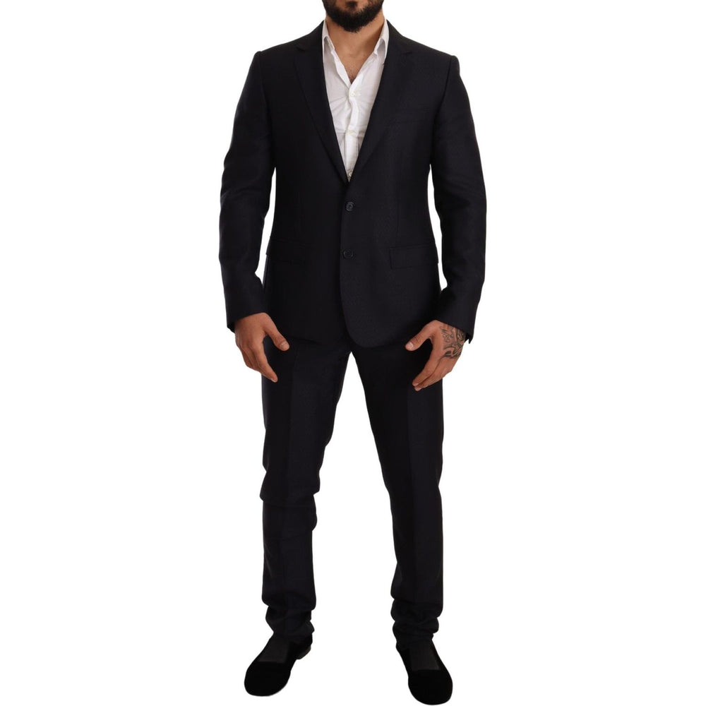 Dolce & Gabbana Blue Pattern MARTINI SLIM FIT 2 Piece Suit KOS1887-48