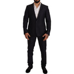 Dolce & Gabbana Blue Pattern MARTINI SLIM FIT 2 Piece Suit KOS1887-48