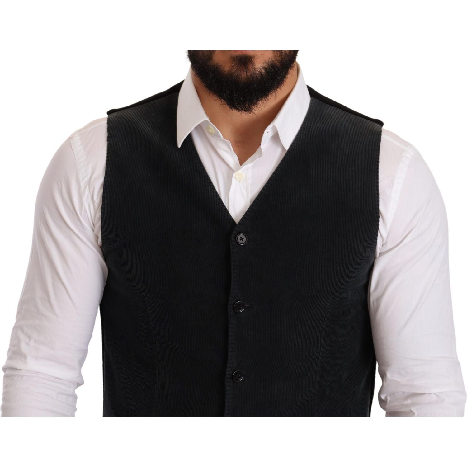Dolce & Gabbana Black Cotton Single Breasted Waistcoat