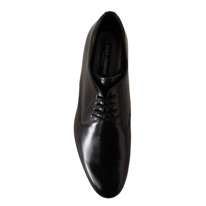 Dolce & Gabbana Black Leather Lace Up Men Dress Derby Shoes