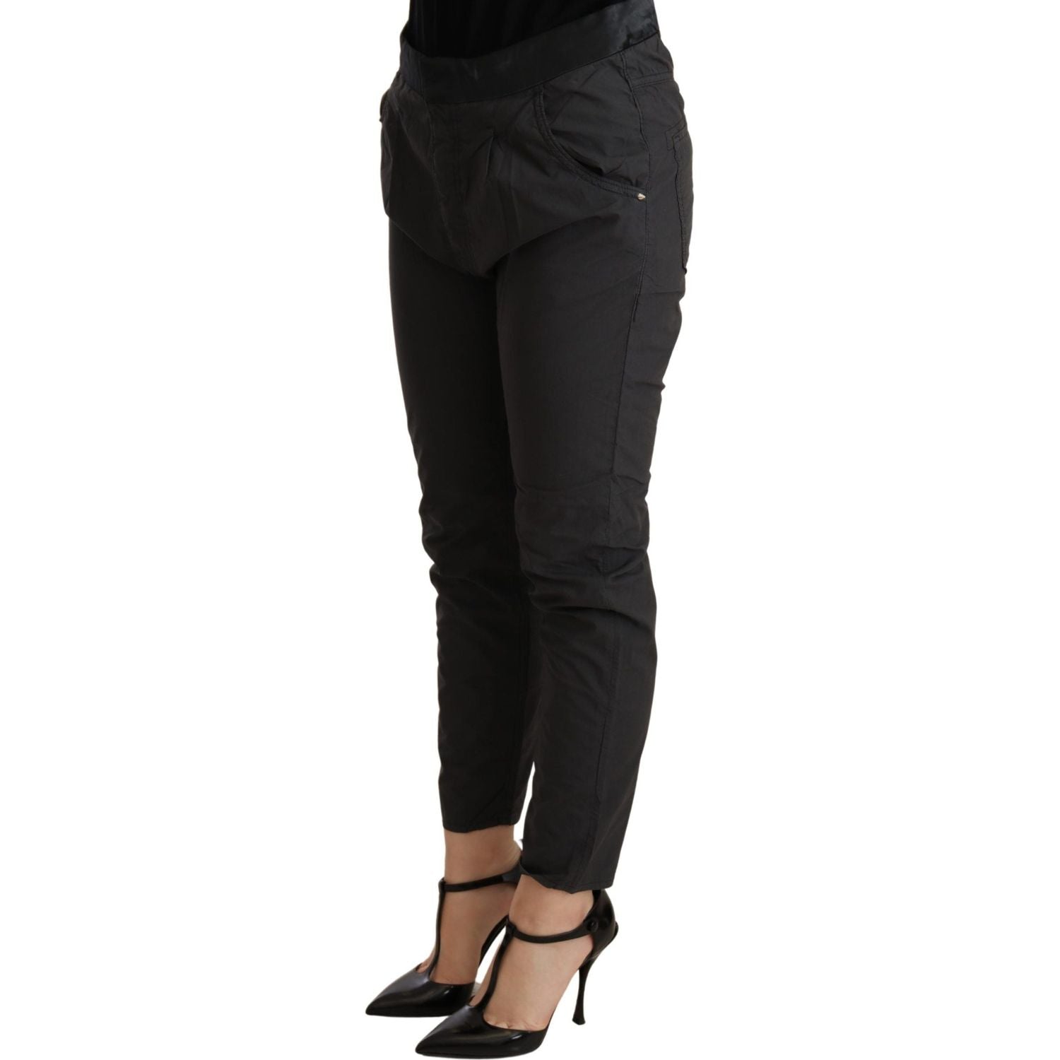 CYCLE Gray Mid Waist Slim Fit Skinny Cotton Trouser