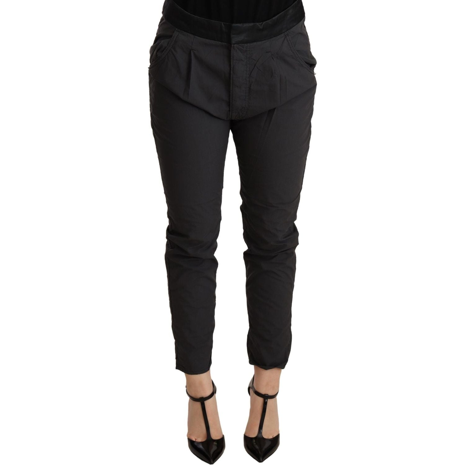 CYCLE Gray Mid Waist Slim Fit Skinny Cotton Trouser