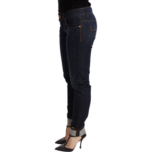 Acht Chic Dark Blue Skinny Jeans WOMAN TROUSERS Acht Black