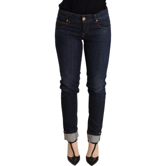 Acht Chic Dark Blue Skinny Jeans WOMAN TROUSERS Acht Black