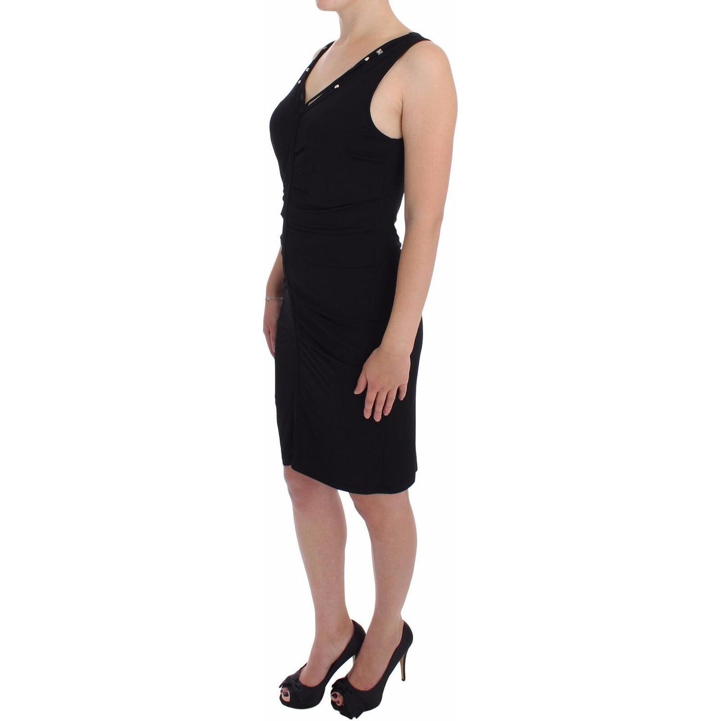 Roccobarocco Black Stretch Wiggle Pencil Sheath Bodycon Dress WOMAN DRESSES