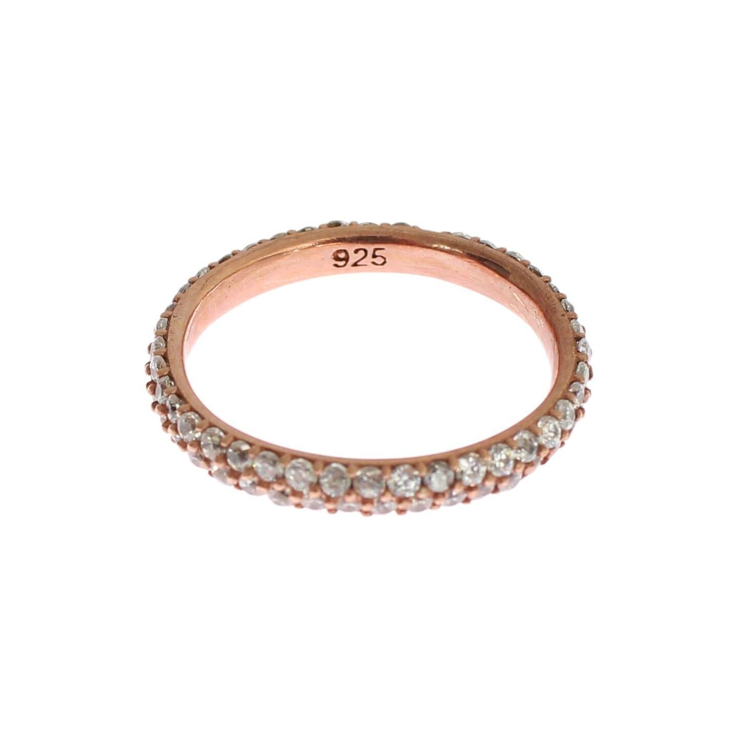 Nialaya Pink Gold 925 Silver Clear CZ Ring Ring