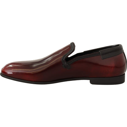 Dolce & Gabbana Bordeaux Patent Leather Dress Loafers Shoes