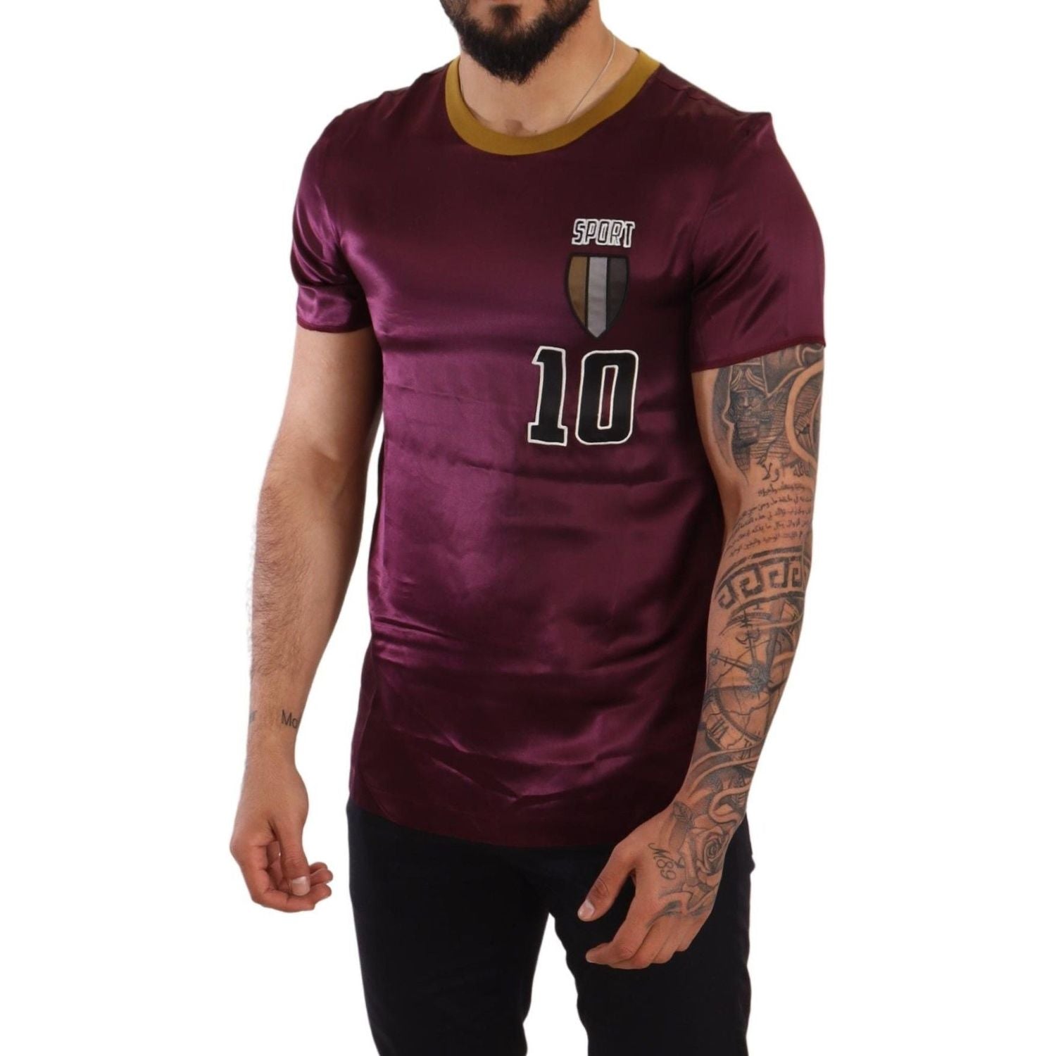 Dolce & Gabbana Purple Sport 10 Embroidery Crewneck T-shirt