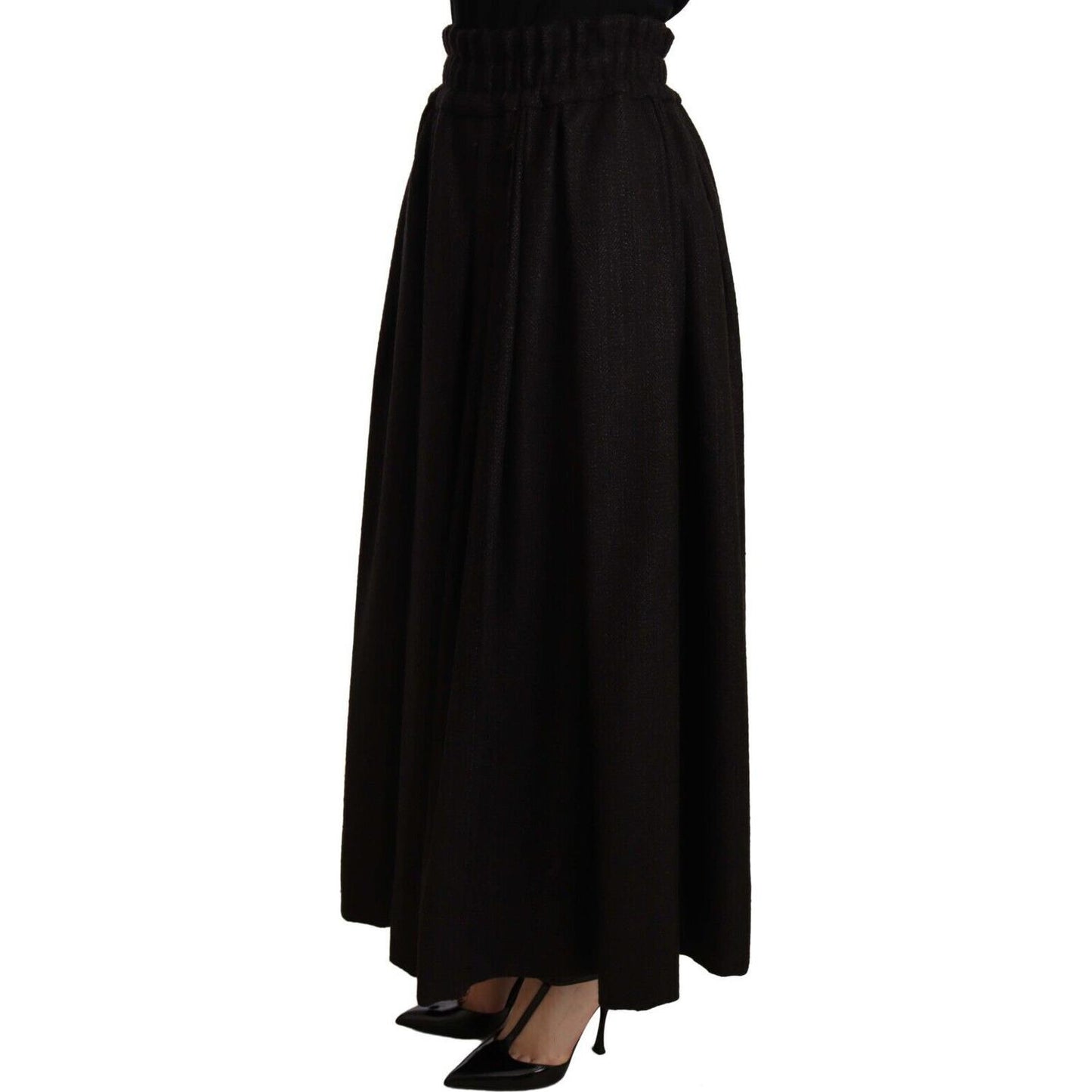 Dolce & Gabbana Black Wool High Waist Maxi PIECE Skirt PAN72106 -40