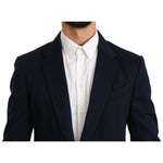 Dolce & Gabbana Elegant Slim Fit Dark Blue Men's Blazer Blazer Jacket Dolce & Gabbana Light Gray